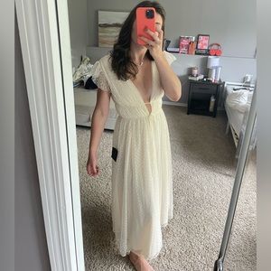 Lulus formal wear dress, mesh polka dot overlay